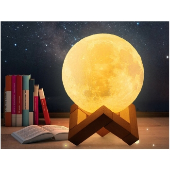 Lampka Nocna 3D Księżyc MOONLIGHT RGB z Pilotem - Kolorowa Lampa Biurkowa