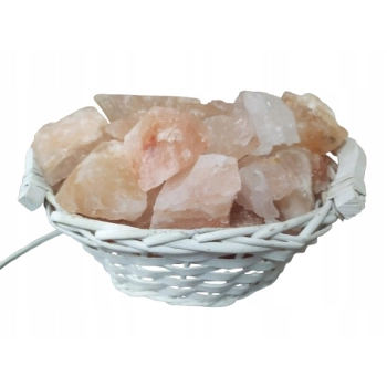 Lampa Solna Nocna Himalajska 2,5 kg Naturalna Sól w białym koszu